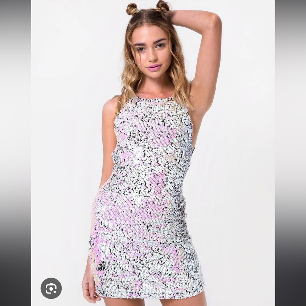 Motel Rocks Unicorn Irridescent Sequin Hedi Dress - Picture 3 of 16